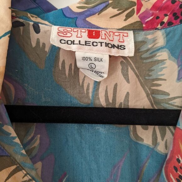 100% silk tropical hawaiian sleeveless top - Picture 2 of 4